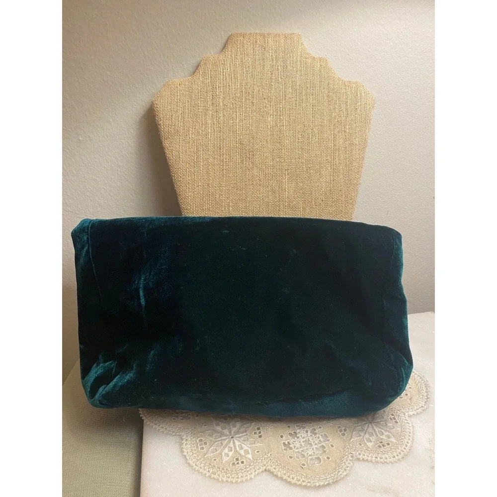 green velvet asis purse - roll top clutch bag.
